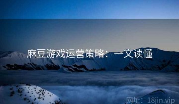 麻豆游戏运营策略：一文读懂