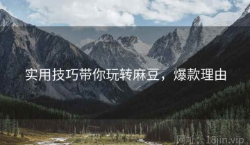 实用技巧带你玩转麻豆，爆款理由