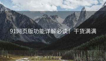 91网页版功能详解必读！干货满满