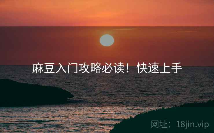麻豆入门攻略必读！快速上手